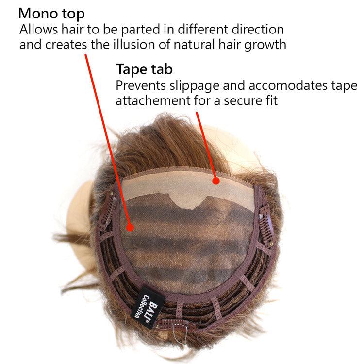 BA881 Synthetic Mono Top L Hairpiece by WigPro | Bali Synthetic Hair Pieces - Ultimate Looks