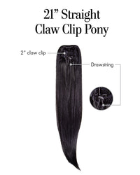 21″ Straight Claw Clip Pony by Kim Kimble | Synthetic