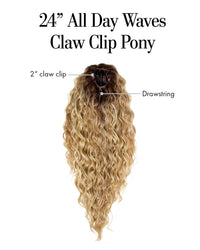 24″ All Day Waves Claw Clip Pony by Kim Kimble | Synthetic